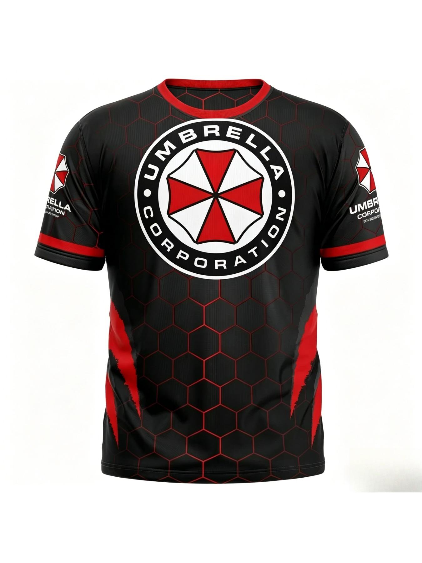 Game costume, gas mask T-shirt, biohazard pattern T-shirt, short sleeved unisex, oversized street game top