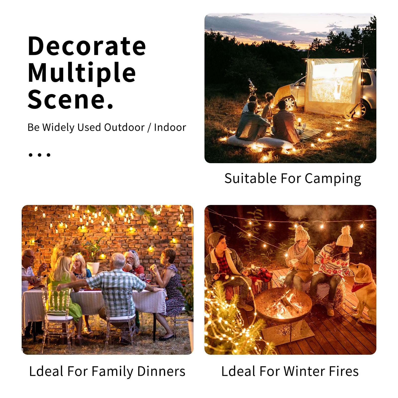 DAYBETTER LED Outdoor String Lights 50FT or 100FT or 200FT Patio Lights with 12+1 Shatterproof ST38 Vintage Edison Bulbs, Outside Hanging Lights Waterproof for Porch, Deck, Garden, Backyard, Balcony, 2700K warm white