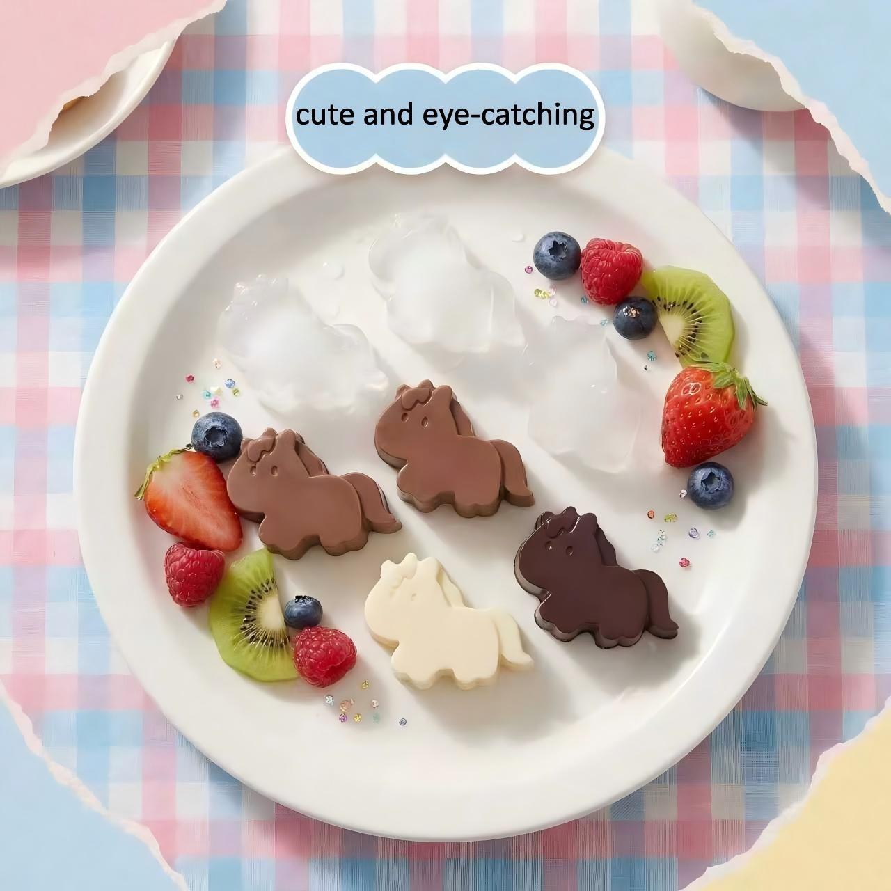1pc Creative Horse Shape Ice Cube Tray, Multi-Functional Silicone Mold, Chocolate Cake Mold, Summer Cooling Kitchen Utensil