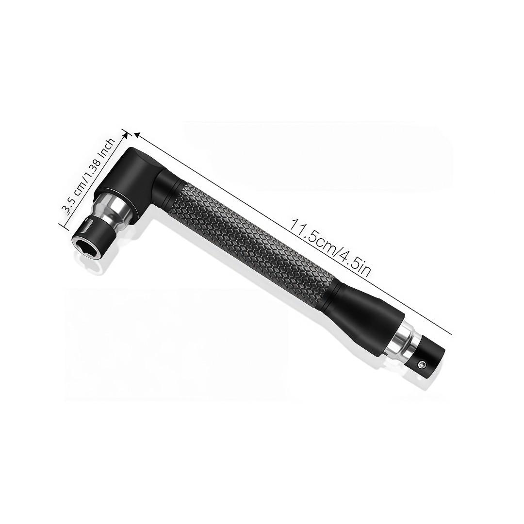 6 Piece Right Angle Drill Bit Set, 2pcs 105° Hex Shank Adapters & 90° Angled Bits, Includes 360° Rotating 1/4 3/8 1/2 Inch Impact Socket Adapter