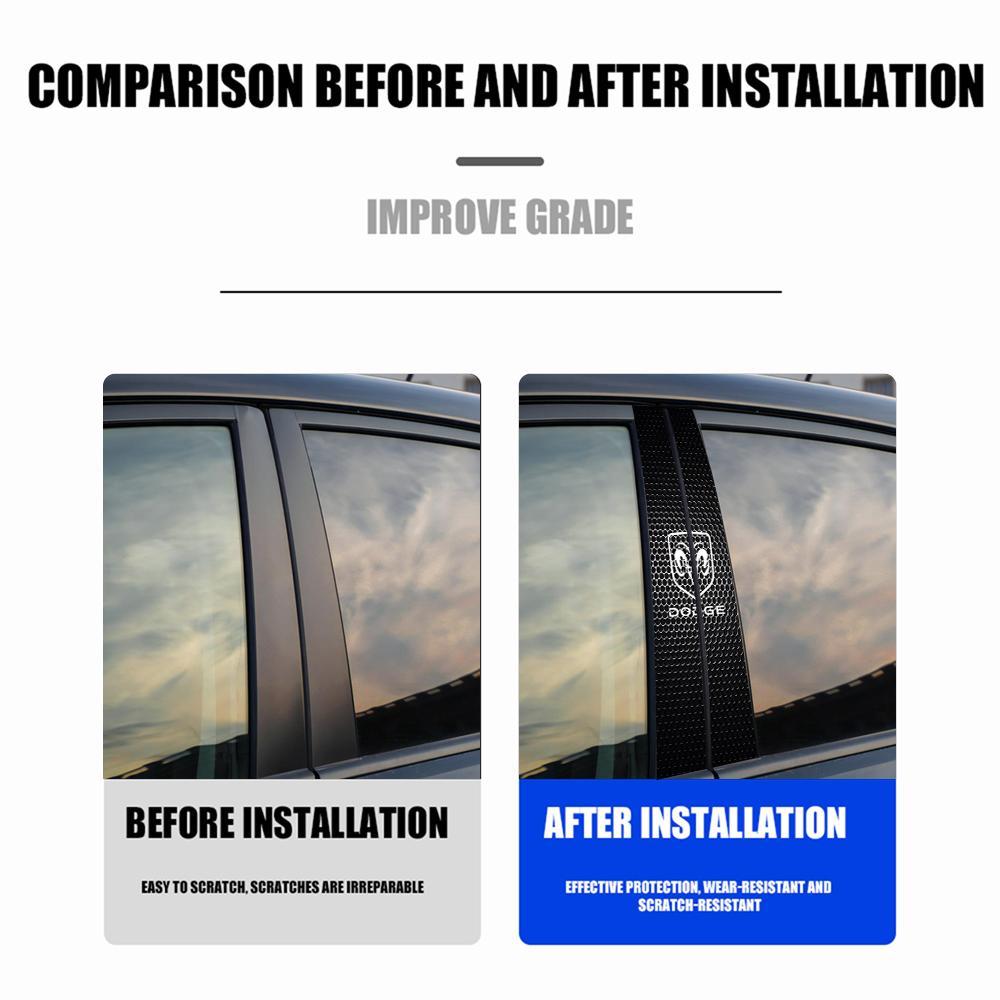 PVC Car B-pillar Sticker Center Column Cover Decals Auto Accessories For Dodge Durango Caliber Dakota Neon SXT Colt Ram Dart SRT