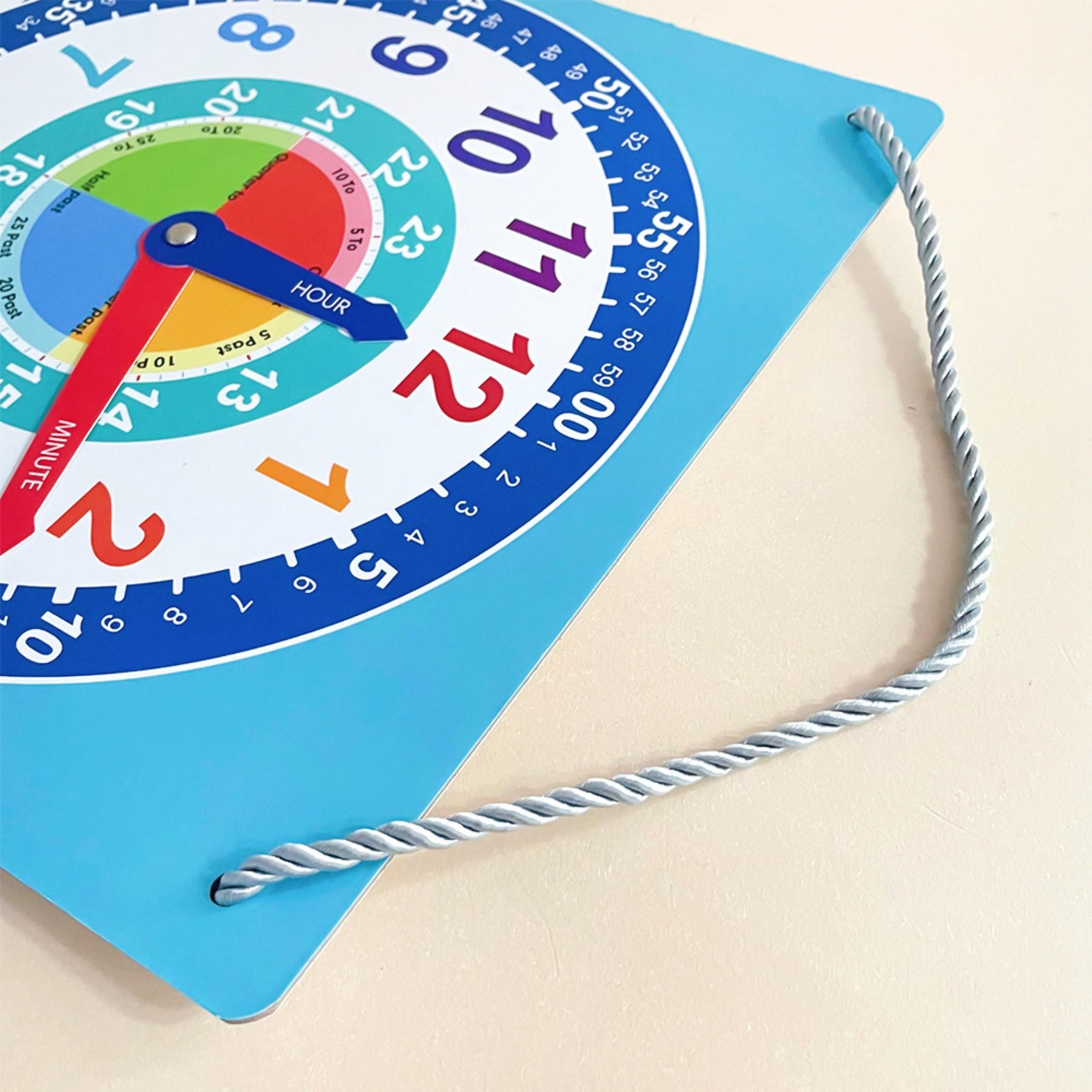 Teaching Clock Teaching Aid, Time Recognition Learning Teacher Tool, Includes Erasable Pen, Suitable for Daily Home Classroom Study, Math Learning Tools, Visual Learning Tools, Learning Materials