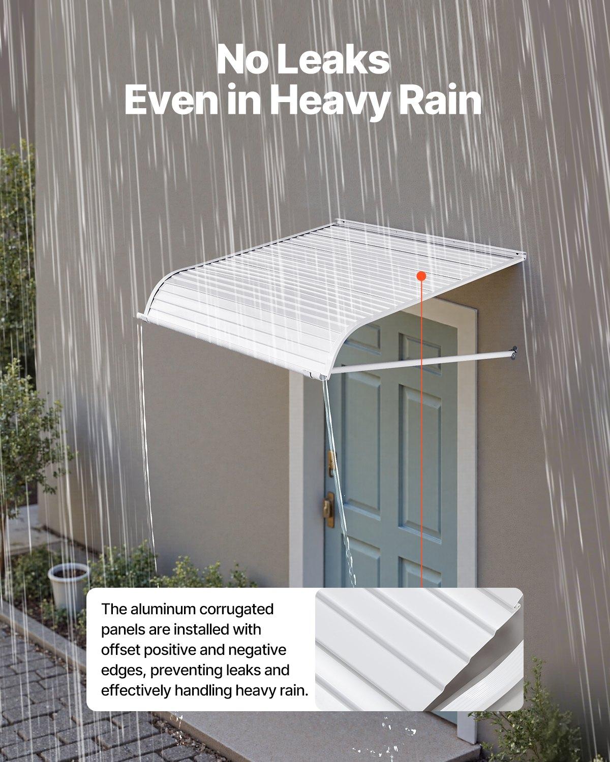 【Summerfinds】VEVOR Rectangular Aluminium Awning, 40x42 in Sturdy Stable UV-Prevention Exterior Canopy, Windproof Weatherproof Lightweight for Door Entrance Windows, Patio