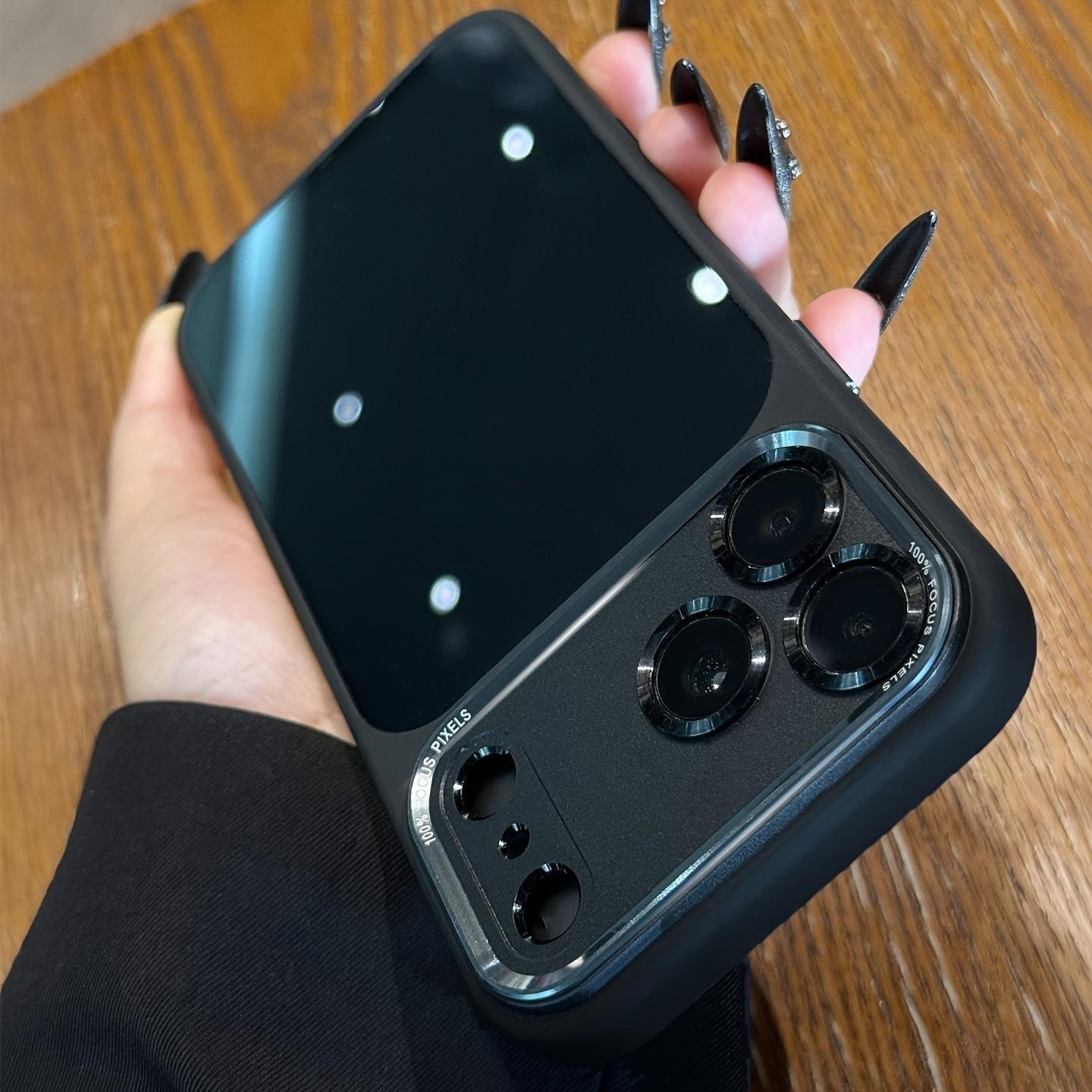 Luxury High-Quality Translucent Metal Lens Frame Protective Acrylic Hard Case for iPhone 17/17 Air/17 Pro/17 Pro Max/16/16 Pro/16 Pro Max/15/15 Pro/15 Pro Max/14/14 Pro Max, Simple Minimalist Design for Men and Women