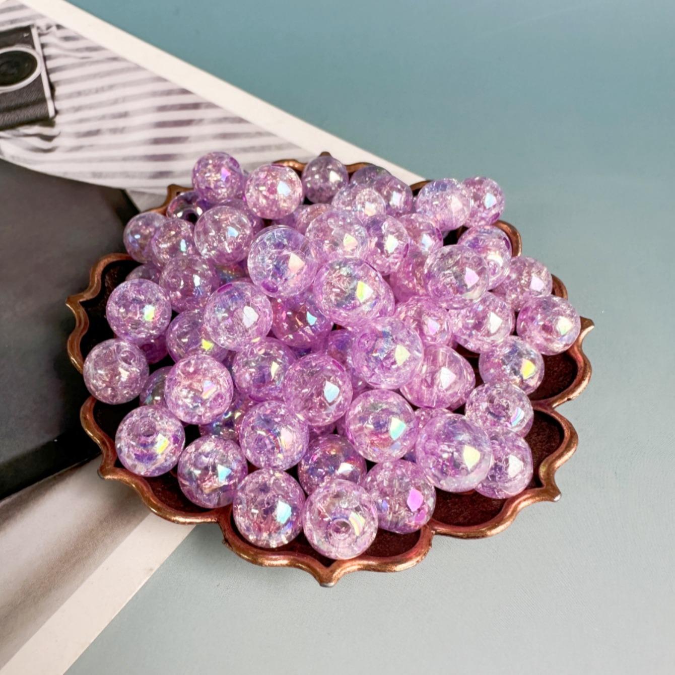 8mm/10mm Glitter Bead (100pcs/set), DIY Bead Charm Accessory for Necklace & Bracelet & Phone Bag Pendant, Jewelry Making Supplies for Women & Teenager