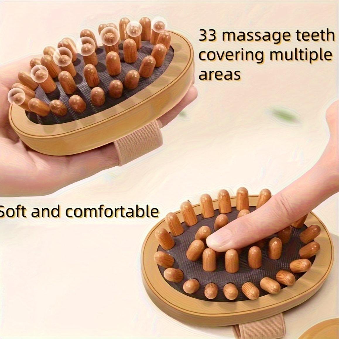 Ergonomic Wooden Body Massage Brush with Air Pad, Manual Lymphatic Drainage Tool for Abdomen, Legs, Back, Home Spa Muscle Relaxer