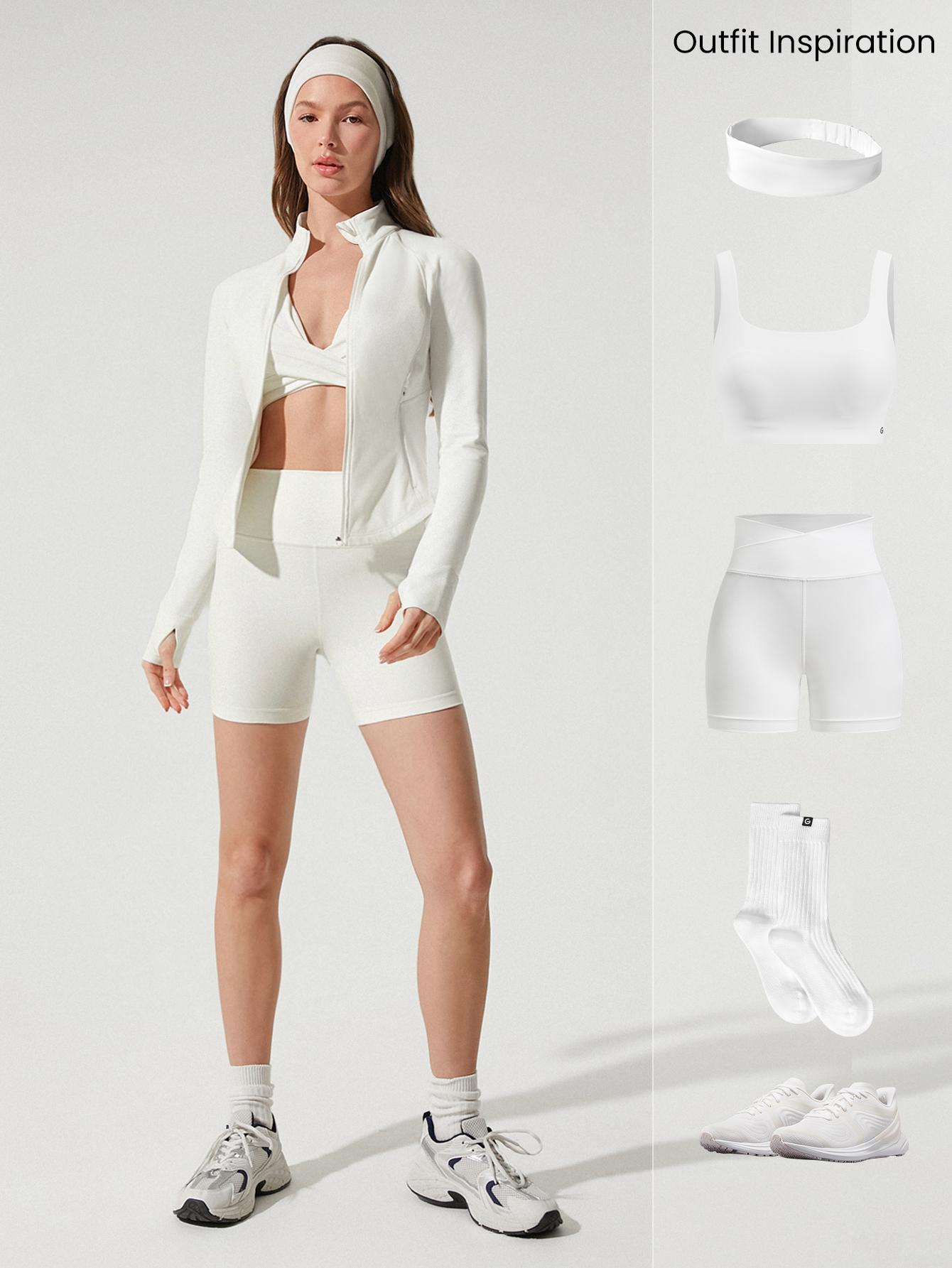 GLOWMODE Hourglass BBL Curved Hem Jacket & 4.3" Shorts & 24“ Crossover Leggings Set TikTokShopBlackFriday