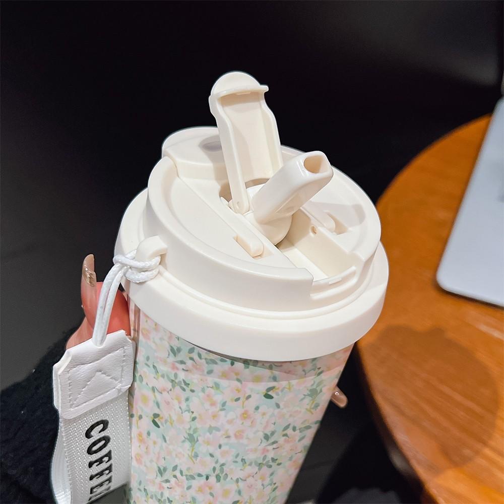 Abstract Floral Coffee Cup, Portable Insulated Tumbler, Keeps Drinks Hot/cold, Boho Style, Ideal for Office, Travel, Sports, Golf