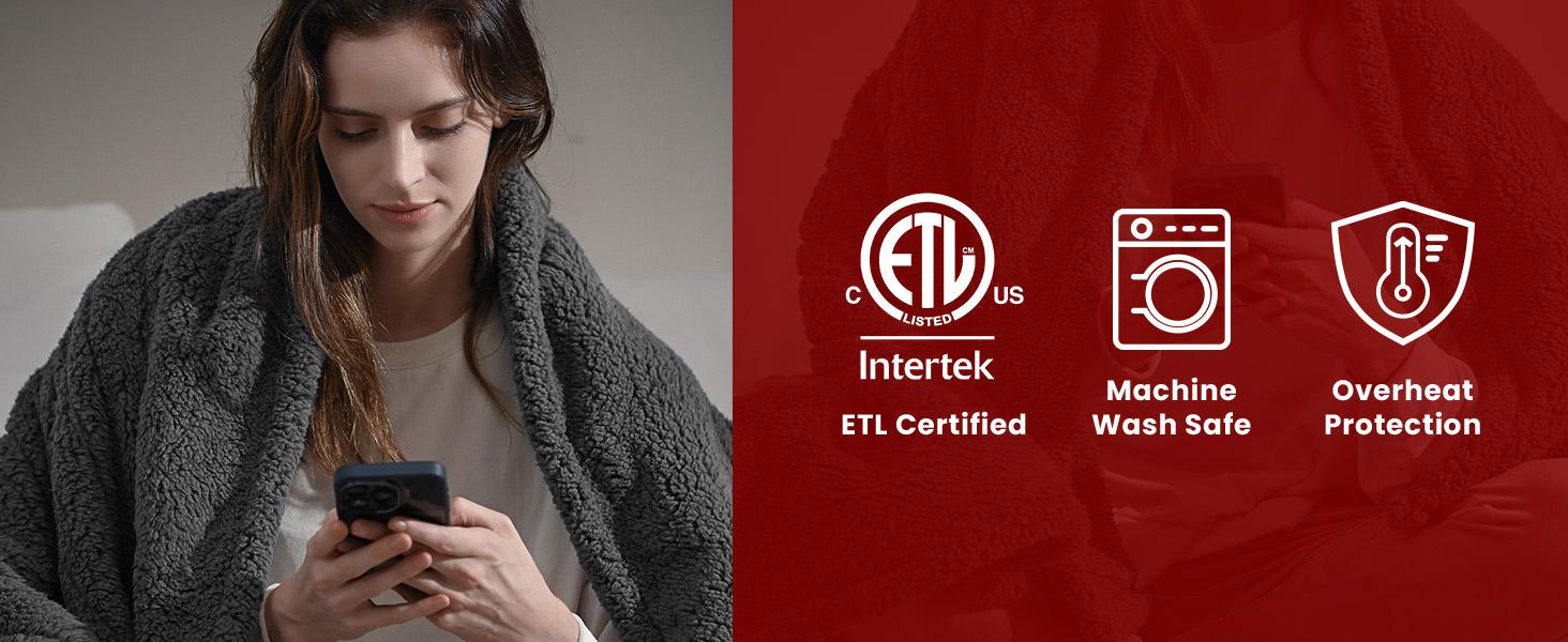 【Buy 2 get 1 poker blanket free】 - Double-Sided Sherpa Electric Heated Blanket | 6 Fast Heating Levels, 2-4H Auto-Off, Overheat Protection & Machine Washable