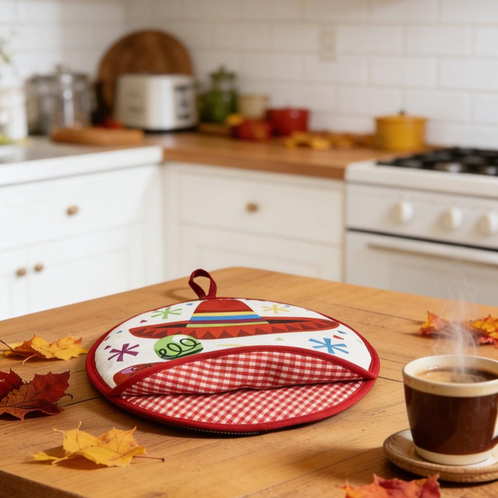 1pcs Round Corn Tortilla Insulated Bag, Thick Heat-Resistant Food Grade Fresh Keeping Pouch, Home Use, Stall Display, 1pc