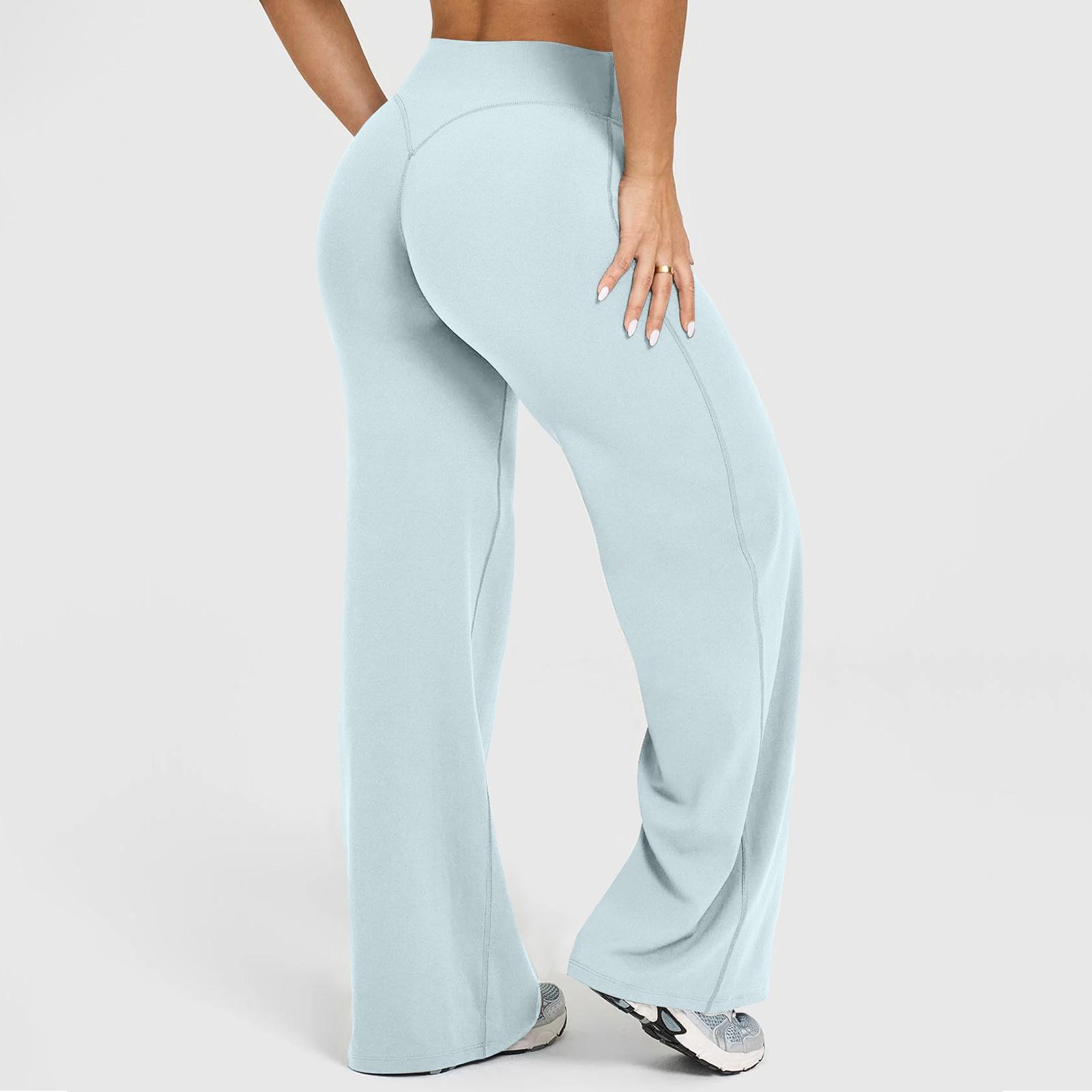 RICH BRIA Women‘s Casual Pants - High Waisted Loose-Fitting Wide Leg Yoga Pants - Comfortable & Elastic Soft Pants with Stretchy Material - Straight Leg Hem