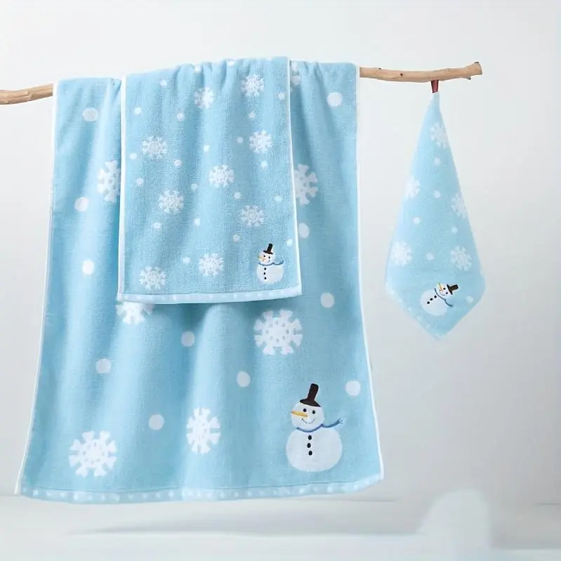 3pcs Embroidered Bath Towel Set, 100% Cotton, Includes 1 Bath Towel + 1 Hand Towel + 1 Hand Towel, Soft, Quick-drying, Highly Absorbent, Suitable for Home Bathrooms