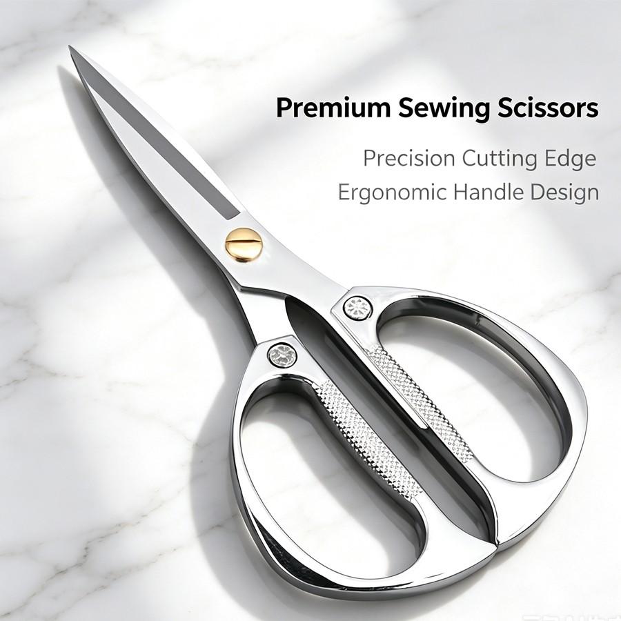 Premium Stainless Steel Heavy-Duty Scissors, Anti-Slip Handles, Sharp Blades for Fabric, Paper, DIY Crafts, Durable Household Shear, Craft Cutting Tool