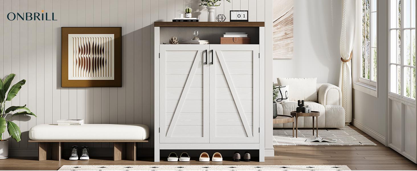 【SPOTLIGHT DAY】ONBRILL 6-Tier Shoe Cabinet with Doors, Farmhouse Shoe Storage Cabinet with Adjustable Shelves, Large Capacity Wooden Shoe Rack Organizer for Entryway, Closet, Hallway, Living Room 【SPOTLIGHT DAY】ONBRILL 6-Tier Shoe Cabinet with Doors, Farmhouse Shoe Storage Cabinet with Adjustable Shelves, Large Capacity Wooden Shoe Rack Organizer for Entryway, Closet, Hallway, Living Room