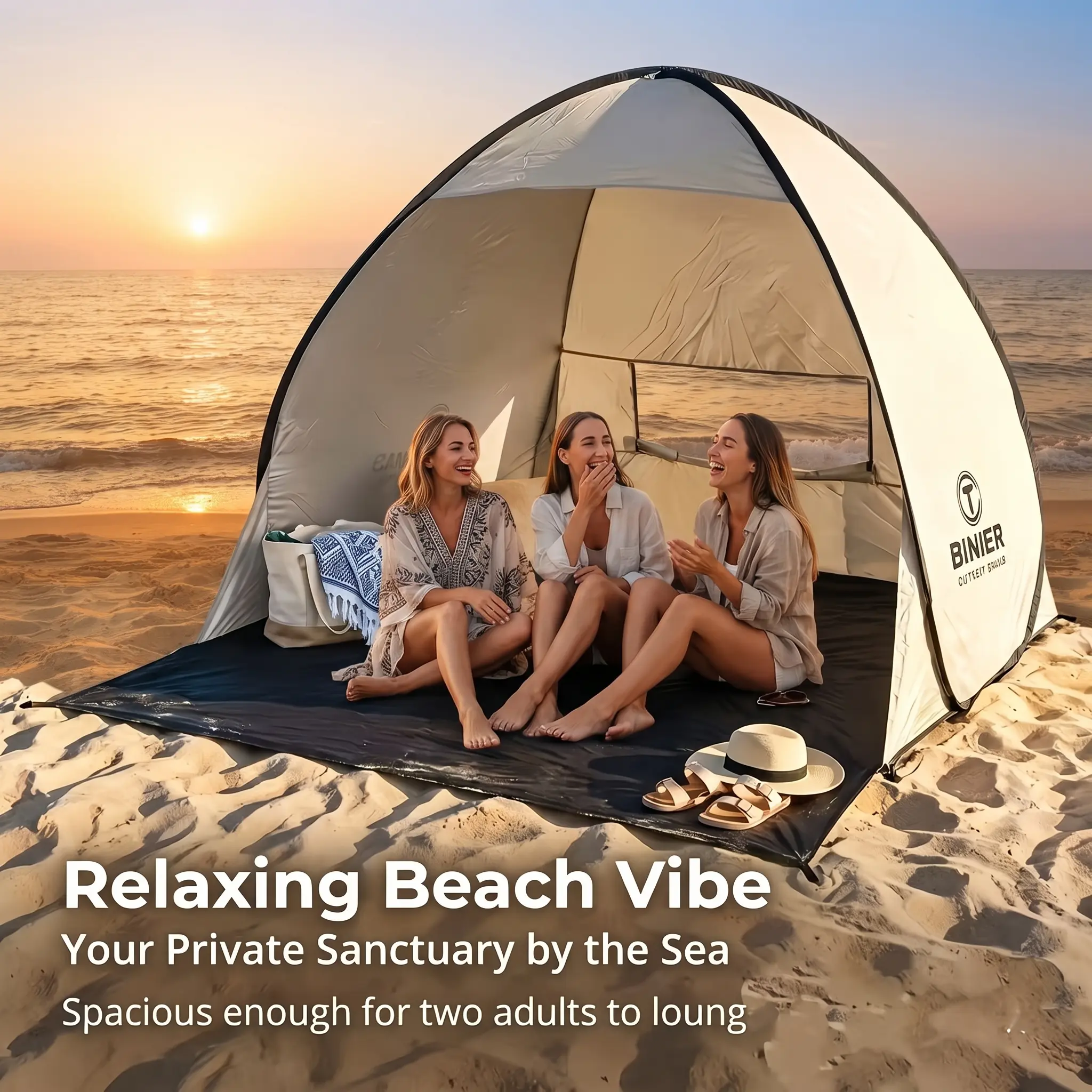 2-3 Person Instant Pop Up Camping Tent - Portable Waterproof Beach Sun Shade Shelter with Carry Bag - Easy Setup Foldable Canopy for Backyard, Park Outdoor Leisure
