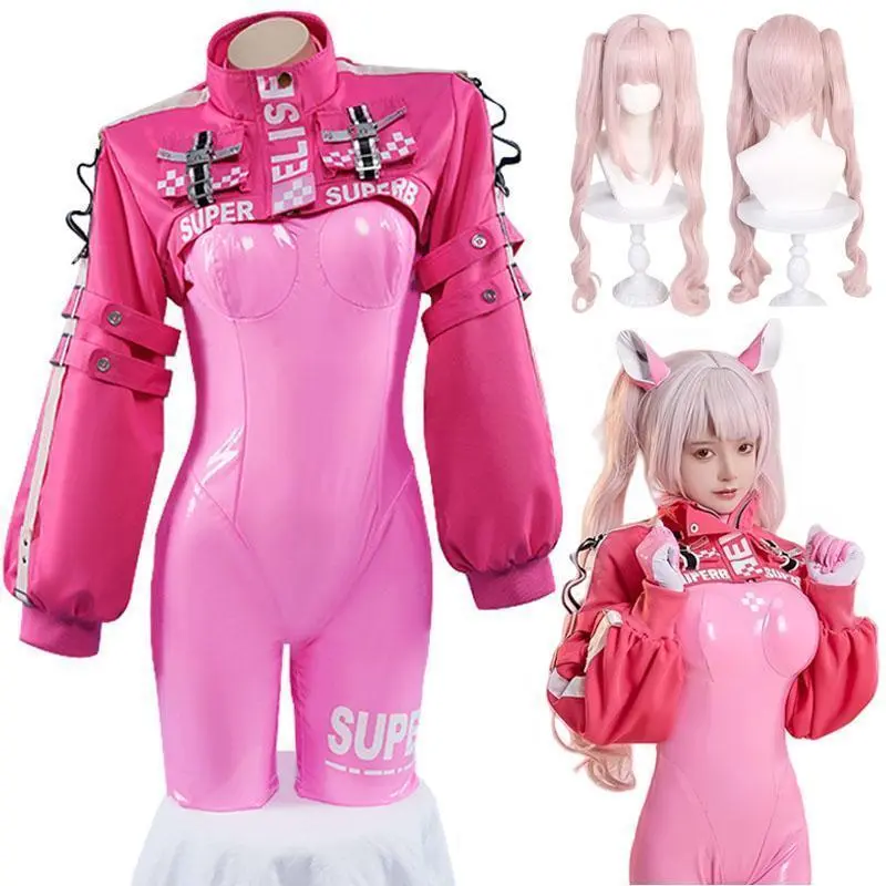 Women’s Comfortable Nikki Alice Leather Cosplay Costume Set, Bodysuit with Ears, Gloves, Wig, Latex Cat Jumpsuit & Jacket for Birthday (Toys & Hobbies Specialty DIY Supplies, Women's Clothes, Clothes)