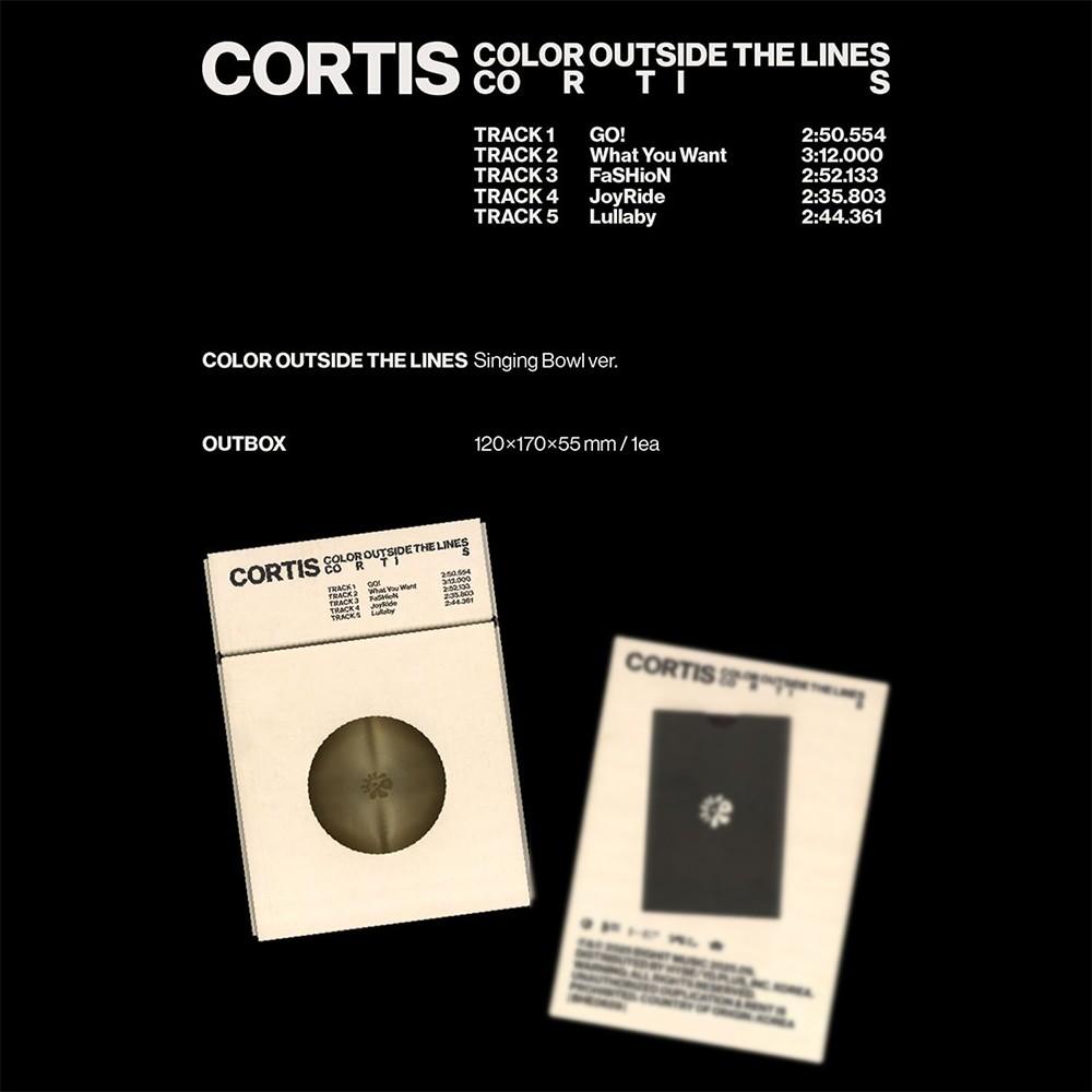 Cortis — 1st EP color “Outside the Lines” singing bowl version, output tray (R), photo card; no electricity required