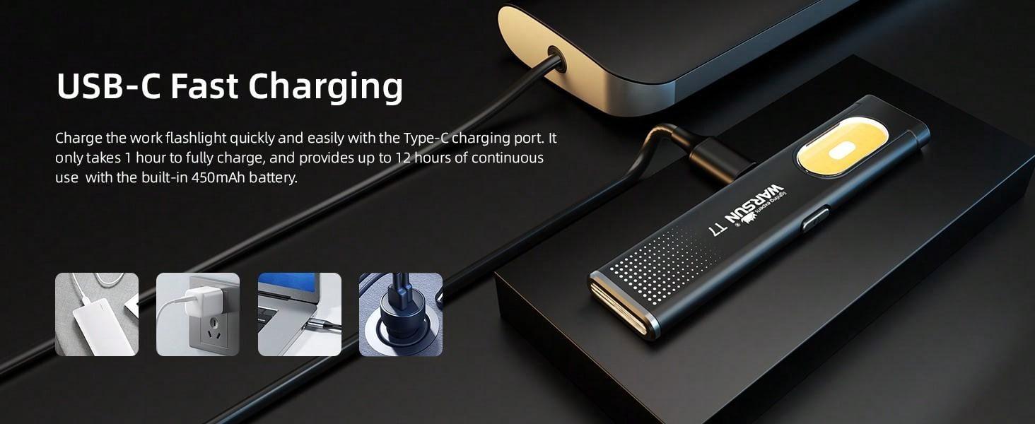 【Holiday Haul】WARSUN Compact Multi-Mode Pocket LED Flashlight 675LM USB-C Rechargeable IPX4 Dual Material Red Blue Strobe for Everyday Carry Travel Durable High Lumens