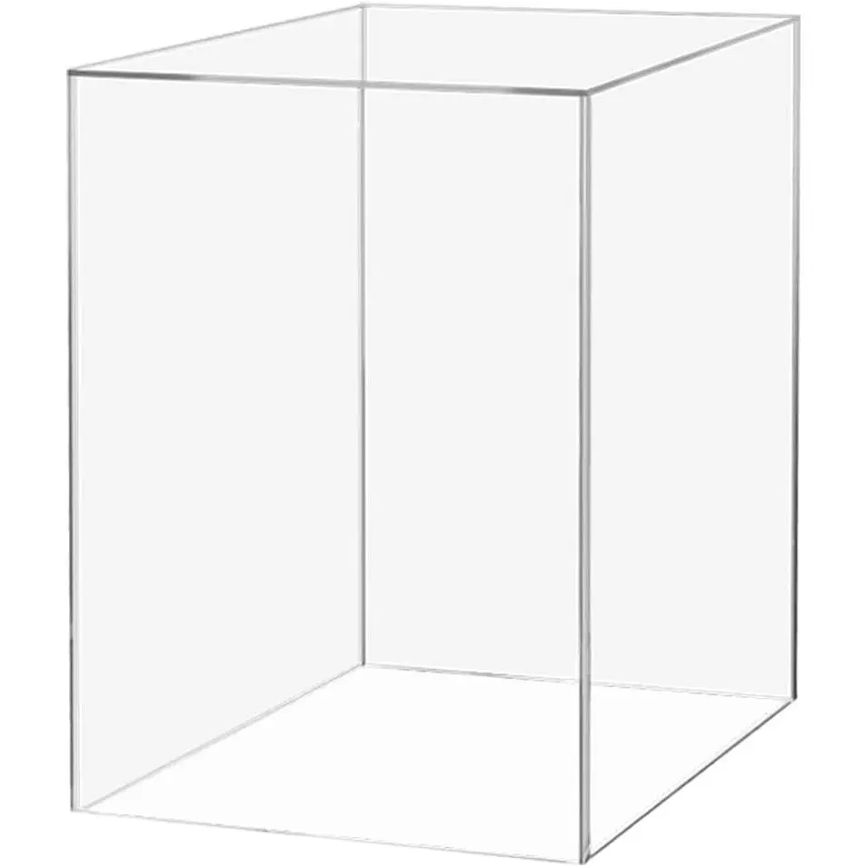 8" x 8" x 12" Acrylic Display Riser Box with One Open Side No Lid Versatile Clear Rectangular Retail Product Platform and Merchandise Storage Bin