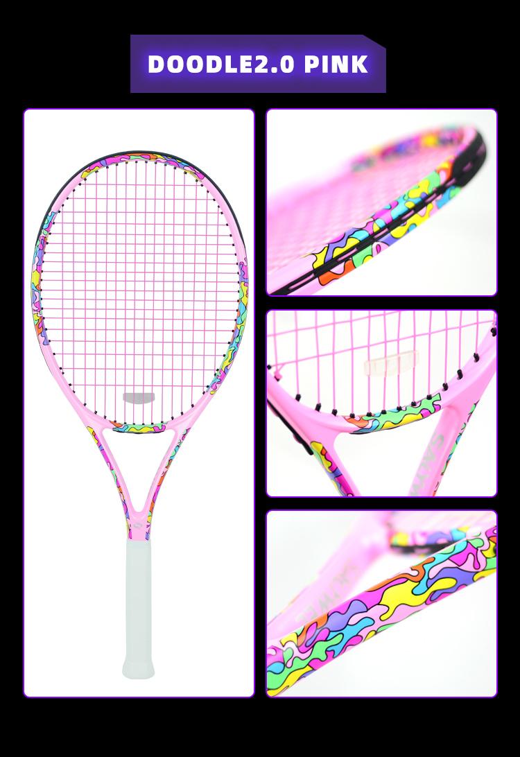 2026 Upgraded Model Doodle 2.0, Professional Carbon Tennis Racket 105in² Oversized Defensive Control | Pre-strung 50-60lbs | Empty Racket 280g Plus or minus 10 grams | Dazzling Graffiti Design | Suitable For Major Players