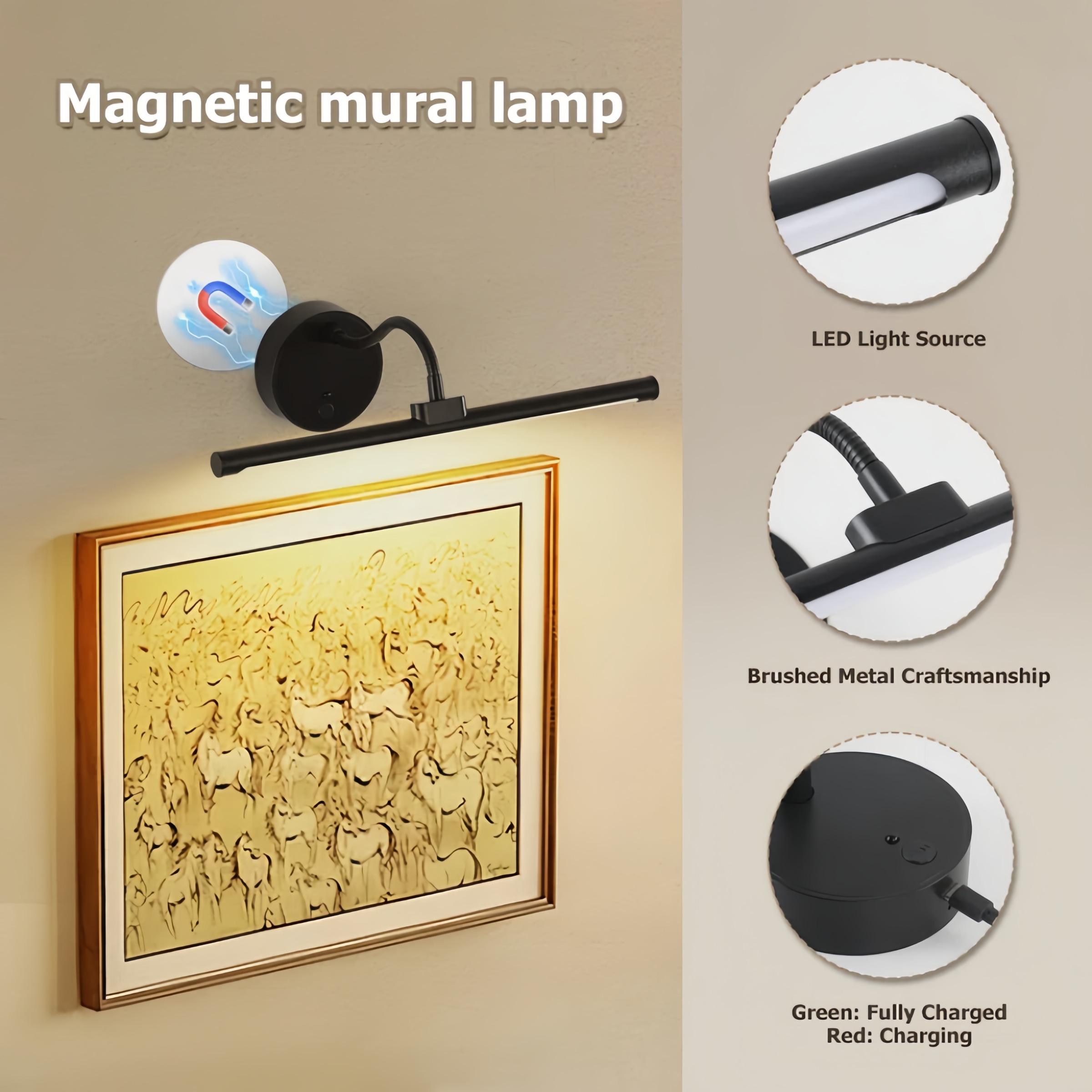 USB Rechargeable Wall-Mounted Light, Dimmable Picture Light with Remote Control, Adjustable Lights, Home Decor Lighting, Novelty Lighting for Wall Paintings, Gallery Art and Portraits, Light Decor #GLOBAL PICKS