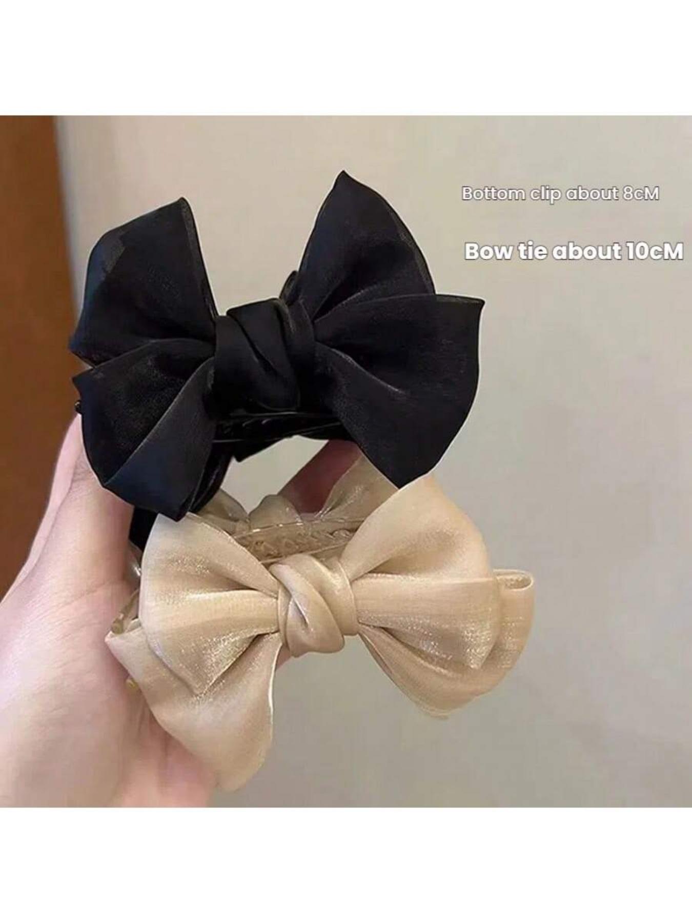 2Pcs Elegant Non-Slip Bow Accent Hair Claws, Suitable for Bun & Ponytail, Hair Clips for Women, Hair Accessories, Claw Clips, Hair Claw Set