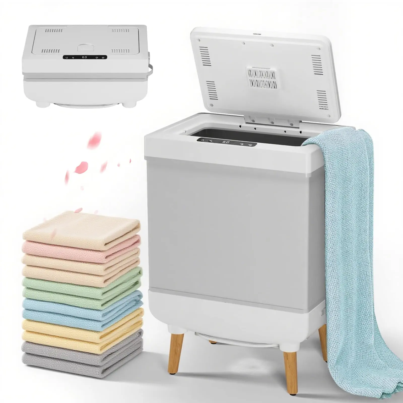 Towel Warmers for Bathrooms, 35 Liter Portable Collapsible Electric Towel Heater with Heating & Drying Modes, Telescopic Rod, Heated Blanket Warmer Dryer for Home, Spa, Travel