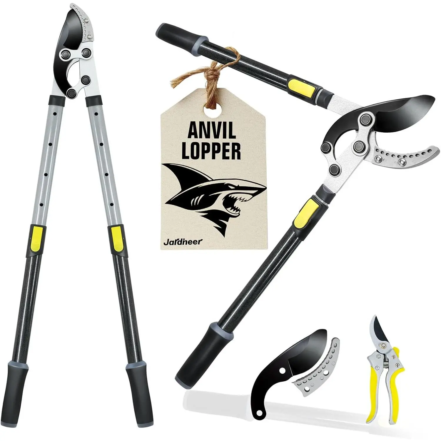 Steel & Rubber Adjustable Long-Handle Loppers, Garden Pruning Tool for Tree Branch Trimming