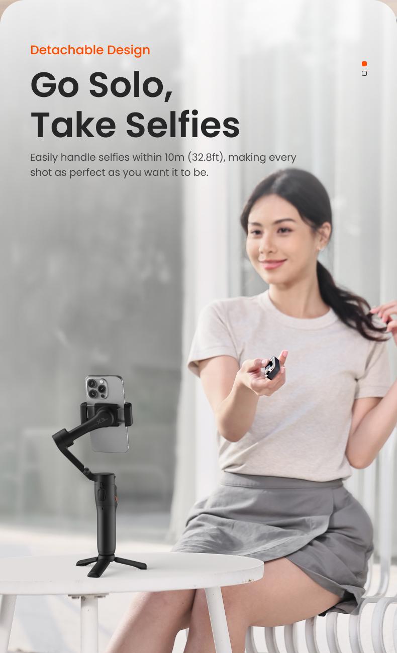 hohem iSteady X3 SE Gimbal Stabilizer for iPhone, Smartphone Foldable Gimbal with Detachable Remote Control, Portable Foldable 3-Axis Phone Gimbal for Android & iPhone17 series, Ideal for Travel Vlogging