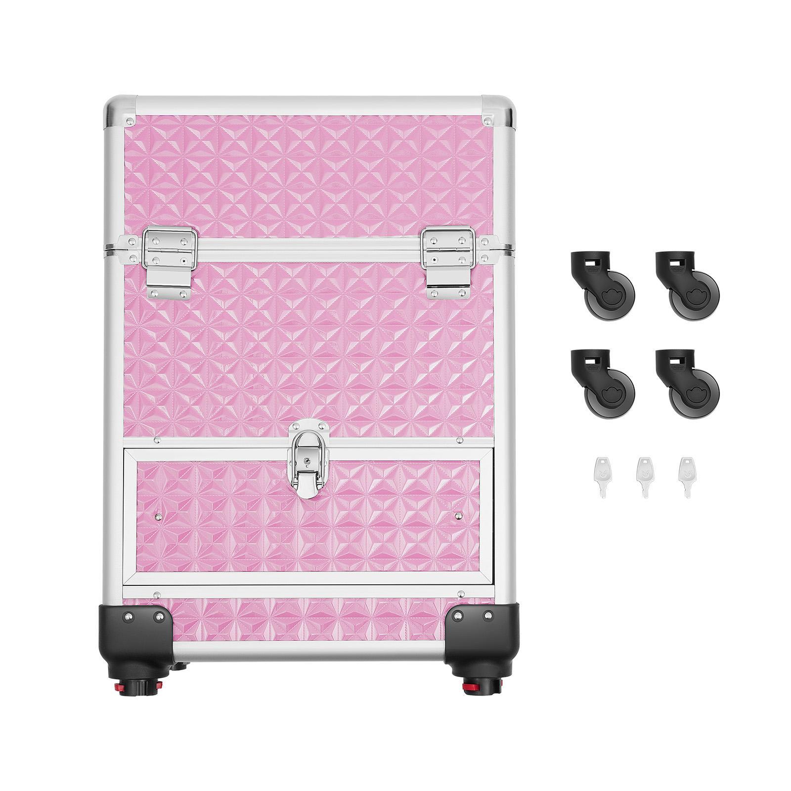 Rolling Nail Case Wheeled Manicure Storage Case Polish Organizer Professional Makeup Trolley for Studio or Travelling Nail Technician Artists Cosmetologist Stylist