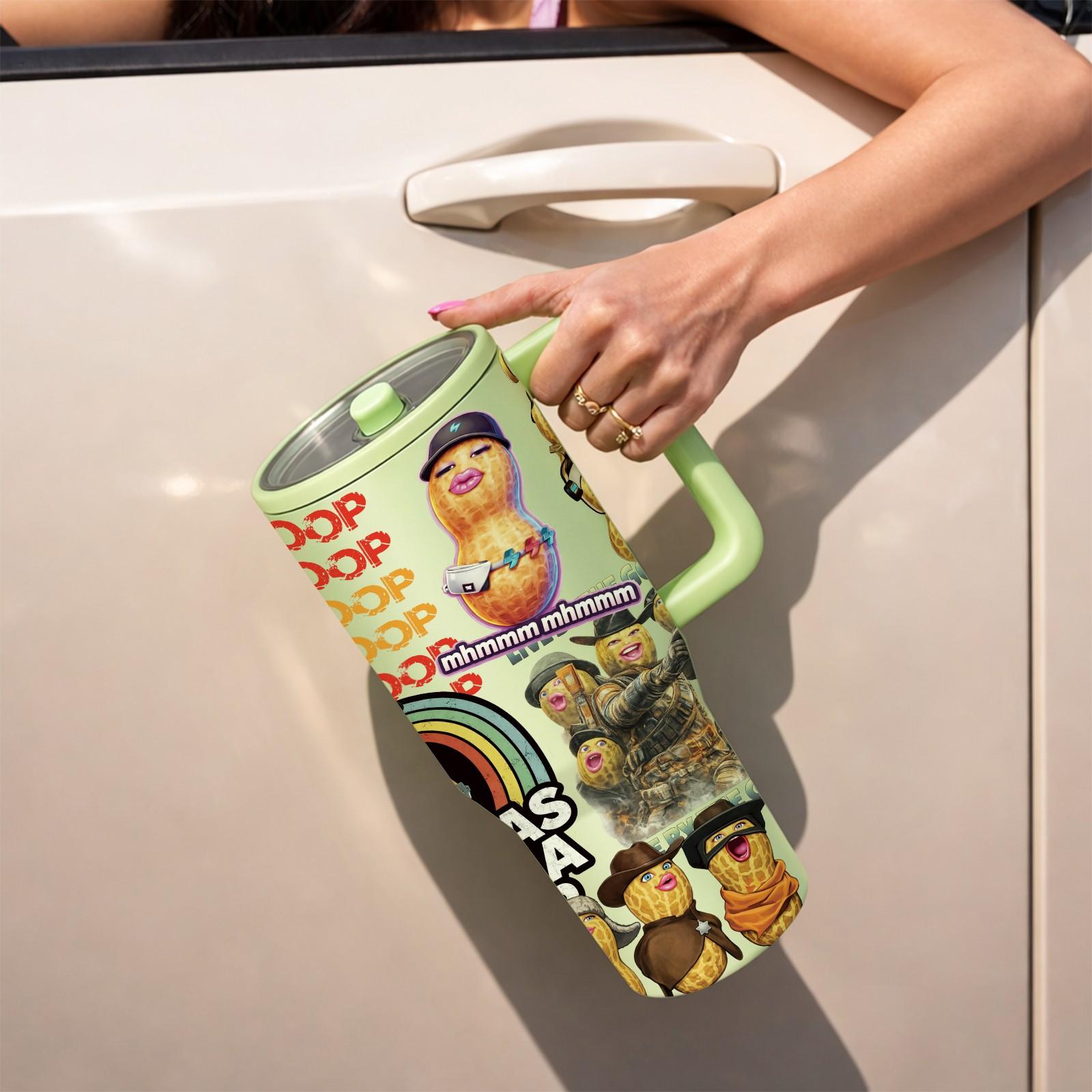 1 Pc 40oz insulated tumbler, funny meme tumbler, double wall vacuum mug, leak proof travel mug with handle, emoji aesthetic cup, hot cold drinks 12h hot 24h cold, viral funny gift for women men, reusable coffee mug, trendy tumbler