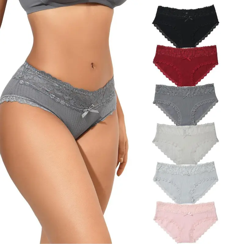 LEVAO Cotton Underwear for Women Breathable Lace Bikini Panties Women's Hipster Underpants S-XXL 4/6 Pack,sohochic