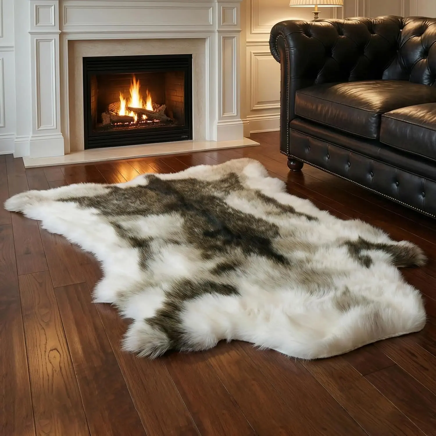 Reindeer  Faux  Area Rug,3.6'x3.0' Plush Machine Washable Runner for Fireplace & Bedside,High-  ,Luxury Living Room Rug