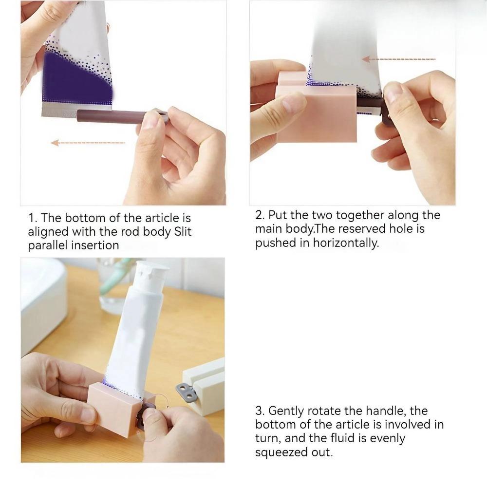 Manual Toothpaste Squeezer Roller - No-Installation Wall-Mounted Tube Dispenser, Strong Suction Save Paste Anti-Waste Bathroom Organizer, Fits All Tubes, Non-Slip Moisture-Resistant Tail Clip