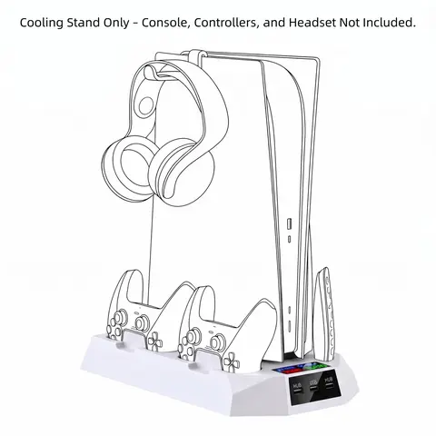 Cooling Stand for PS5/PS5 Slim Console, Gamepad Charging Station, Controllers, Cooling Docking Station, Console Accessories for PlayStation 5, Gaming Items, Tween Gifts, Electronic Gadgets, Compact, Abs Durability, Versatile