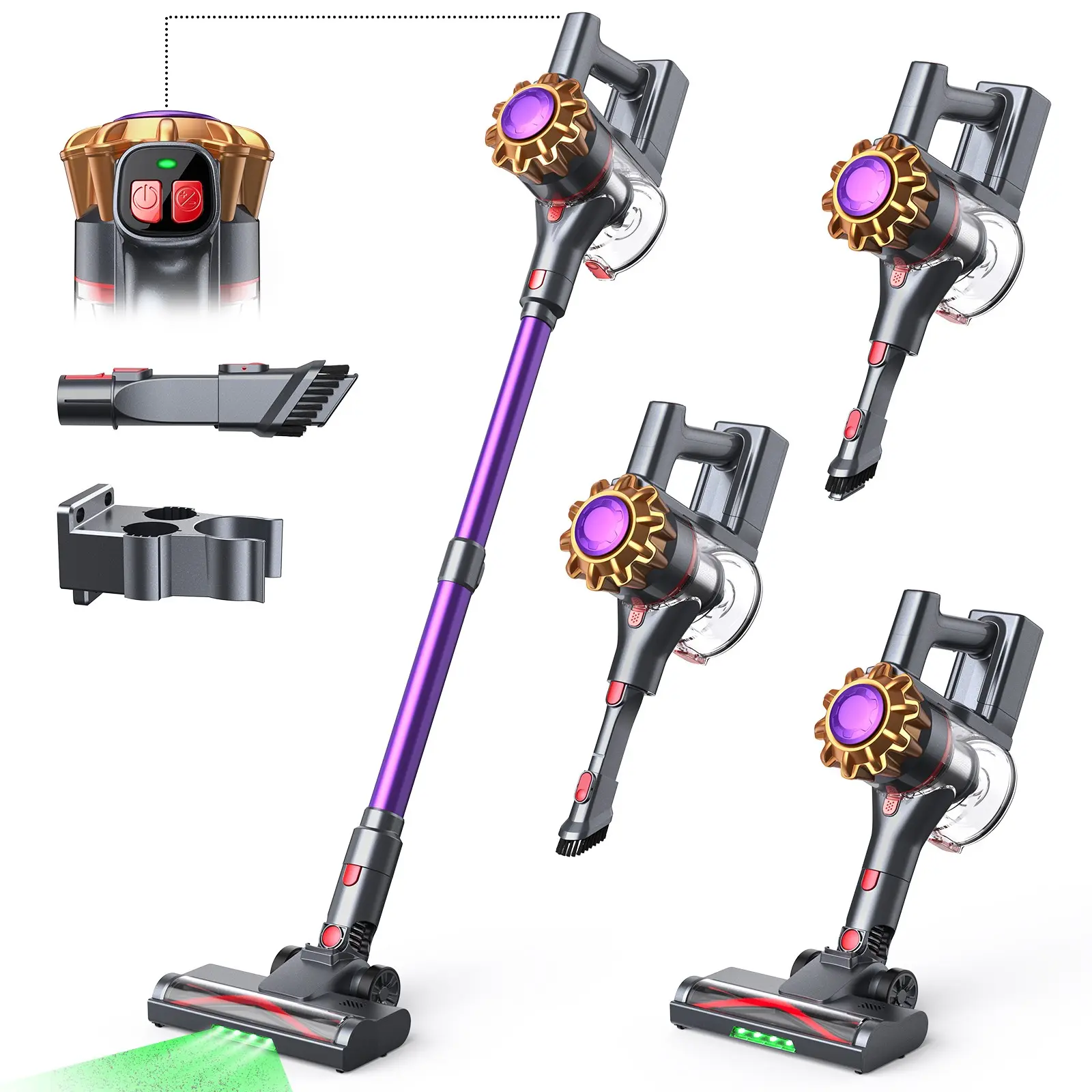 P7 Wireless Handheld Vacuum Cleaner, Strong Suction, LED Dust Detection, 30-Minute Battery Life, Anti-Tangle Brush Head, Large Dust Cup