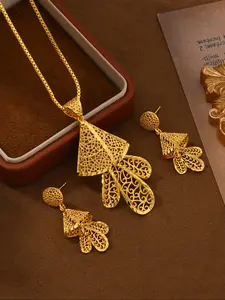 24k Gold Plated Jewelry Set, Octopus Shape Copper Wedding Party Accessories, Includes Necklace and Earrings, Valentine's Day Gift, Elegant Jewelry Set