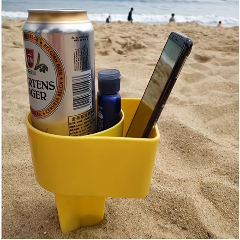 1pc Beach cup holder reusable colorful beach cup holder beautiful beach coaster - fashionable beverage and phone holder - durable beach vacation item stackable and multi-color perfect for family and friends plastic beach beverage holder