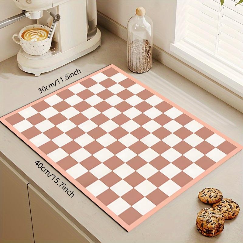 1 pc Checkered Pattern Coffee Mat - Quick-Drying, Multi-Functional Kitchen and Dining Home Mat, Ideal for Espresso Machines and Valentine's Day Decoration, Coffee Bar Accessory, Placemat, Coffee Table Mat