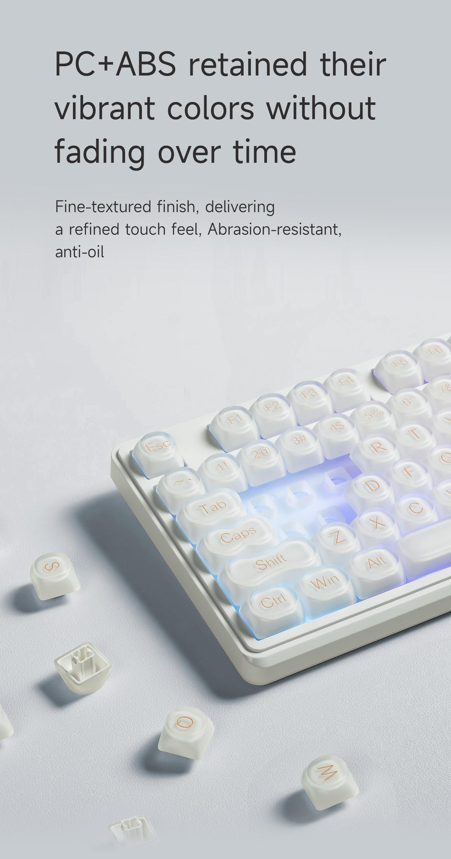 FURYCUBE IP98 Foudation Keyboard, 98 keys with Knob Transparent Keycaps Tri-Mode BT/2.4GHz/USB-C Cute Classic Keyboard with Number Pad, Media Knob Custom Mechanical Feel Keyboard, RGB Backlit Work/Office/Gaming Silent Keyboard, Budget Gift