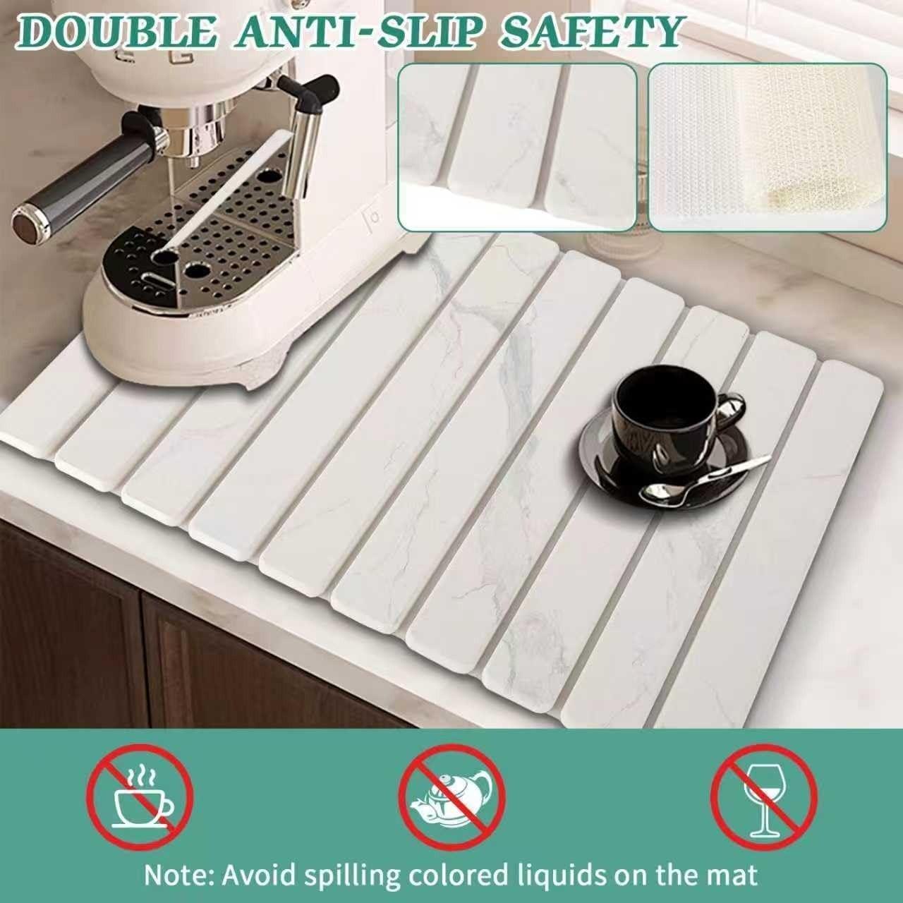 Kitchen Countertop Stone Utensil Drying Mat, 24x15 Inches, Strong Absorbent, Diatomaceous Earth Material, Quick Dry, for Utensils, Bottles, Cups