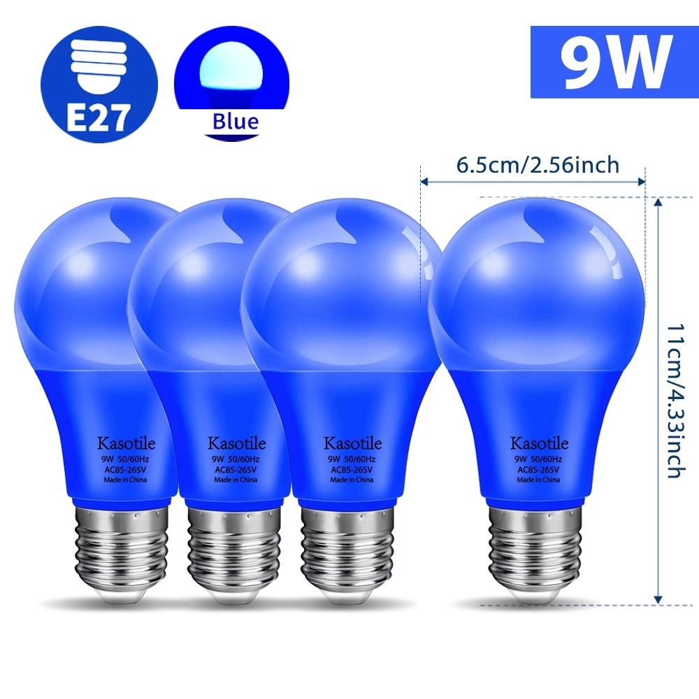 9W E26/E27 Colorful Light Bulbs 1/4 Pack, Red Blue Green Purple Orange Pink Festival Lights, Non-Dimmable Holiday Lighting for Halloween Christmas Party Decor