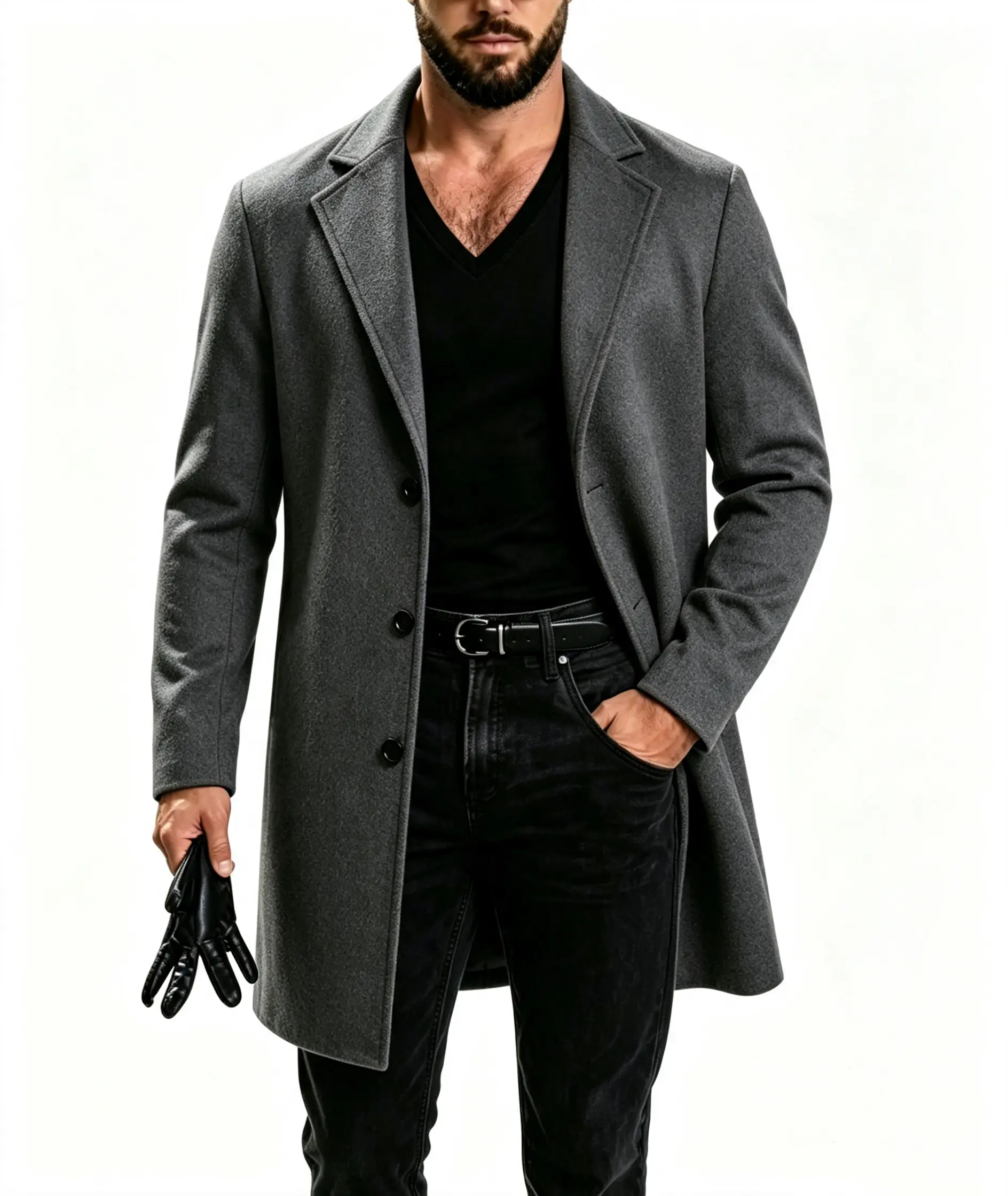 Men's short overcoat, British style single-breasted loose-fitting warm woolen coat, business casual, fashionable and versatile commuter coat. Jackets Menswear