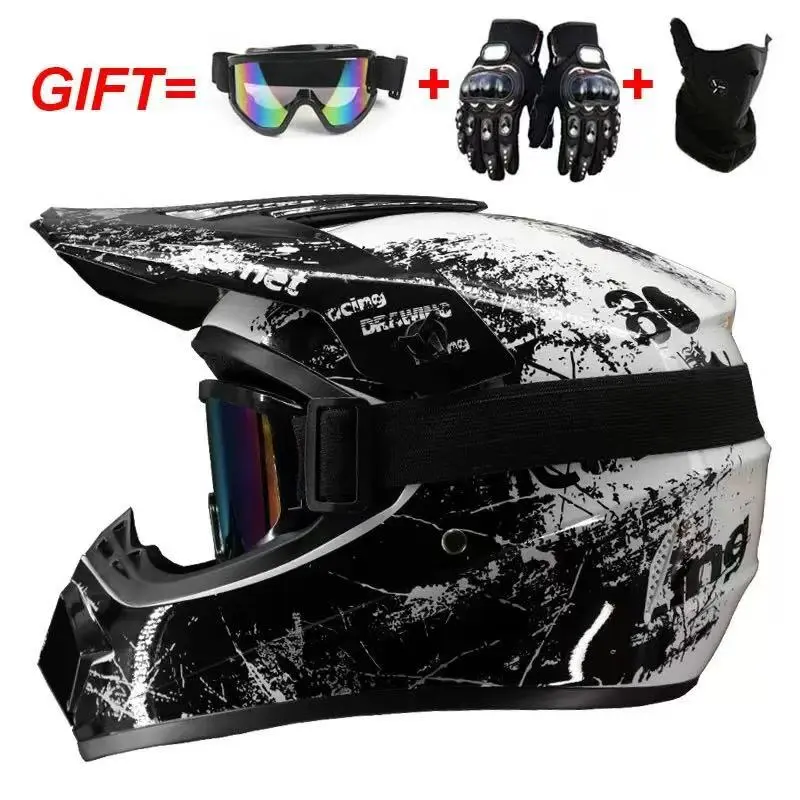 Professional Adult Full Face Motorcycle Helmet - Aerodynamic Plastic Off-Road Helmet, Impact-Resistant, Ventilated, Durable Protective Gear for Motocross, Off Road Helmets