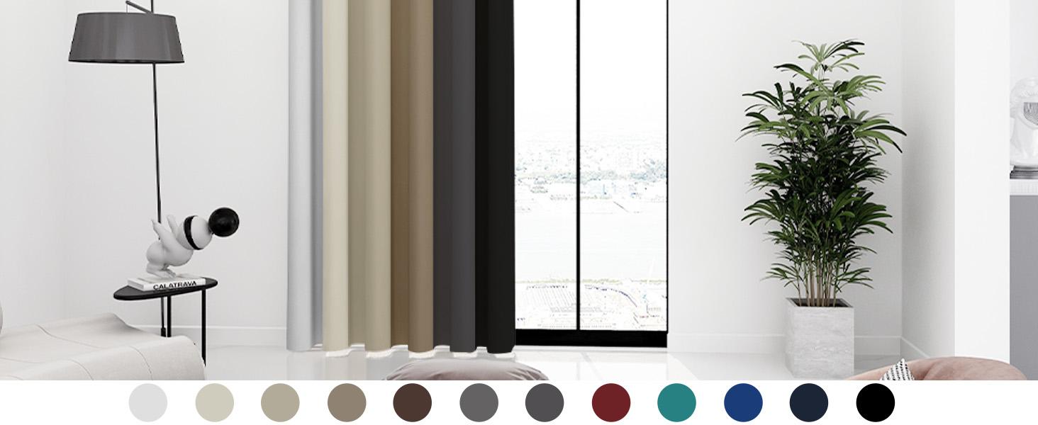 2 Panels Solid Blackout Curtains (85%-95% Light Blocking, Grommet Top, 52"W) – Thermal Insulated & Soundproof Drapes for Living Room, Bedroom & Home Office