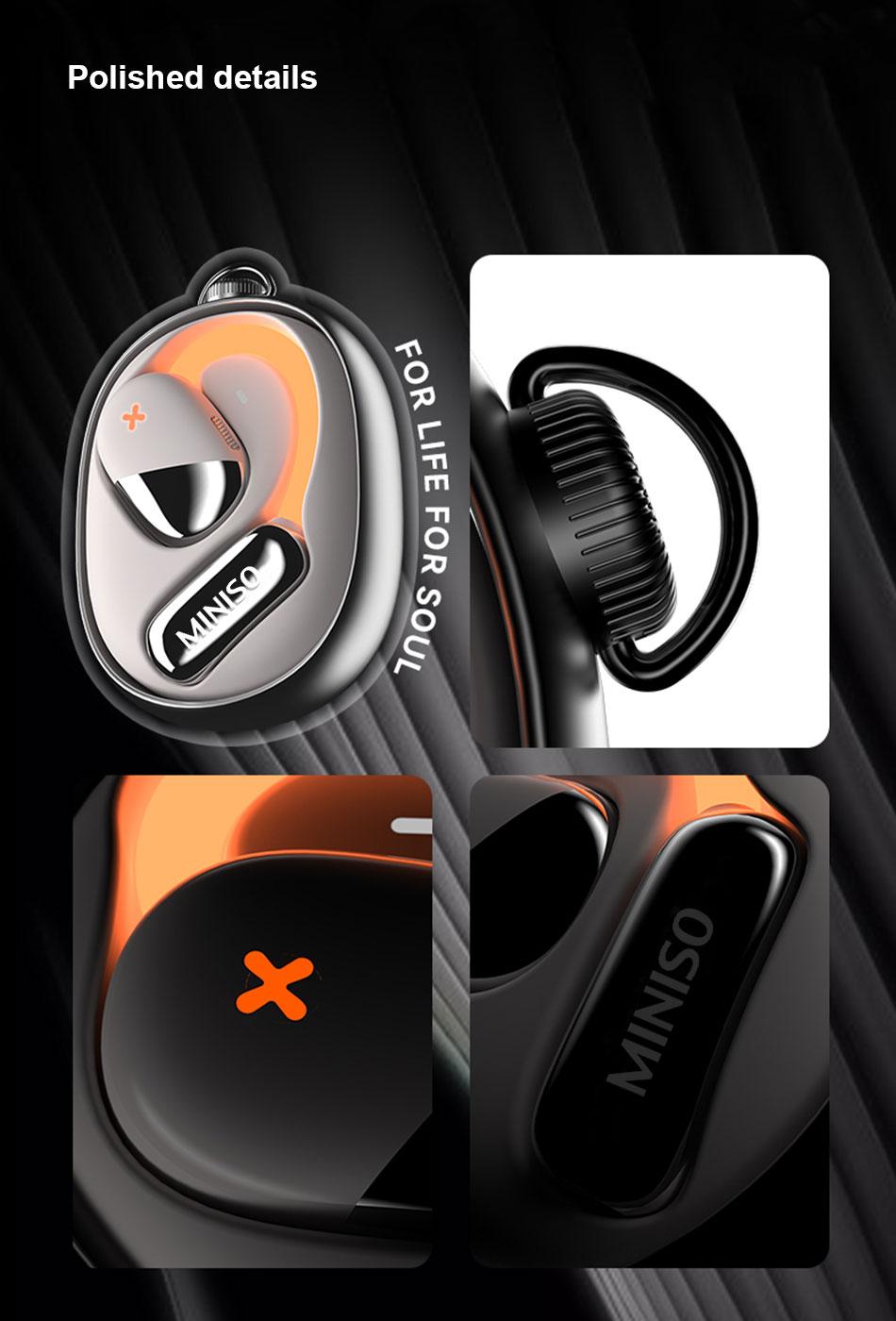 MINISO M99 AI translation earbuds with APP Support 134 Languages Open Ear Headphones Wireless Bluetooth 5.4, IPX5 Waterproof, Luminous headphones, 48Hrs Playtime, Over The Ear Earbuds, Bone Conduction Open Ear Earbuds for Running and Workout