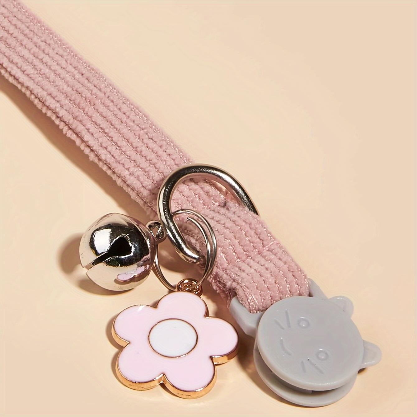 Cute Cat Collar with Bell & Flower Pendant, 2 Counts/set Adjustable Pet Collar with Safety Buckle, Pet Supplies for Small Cats Dogs