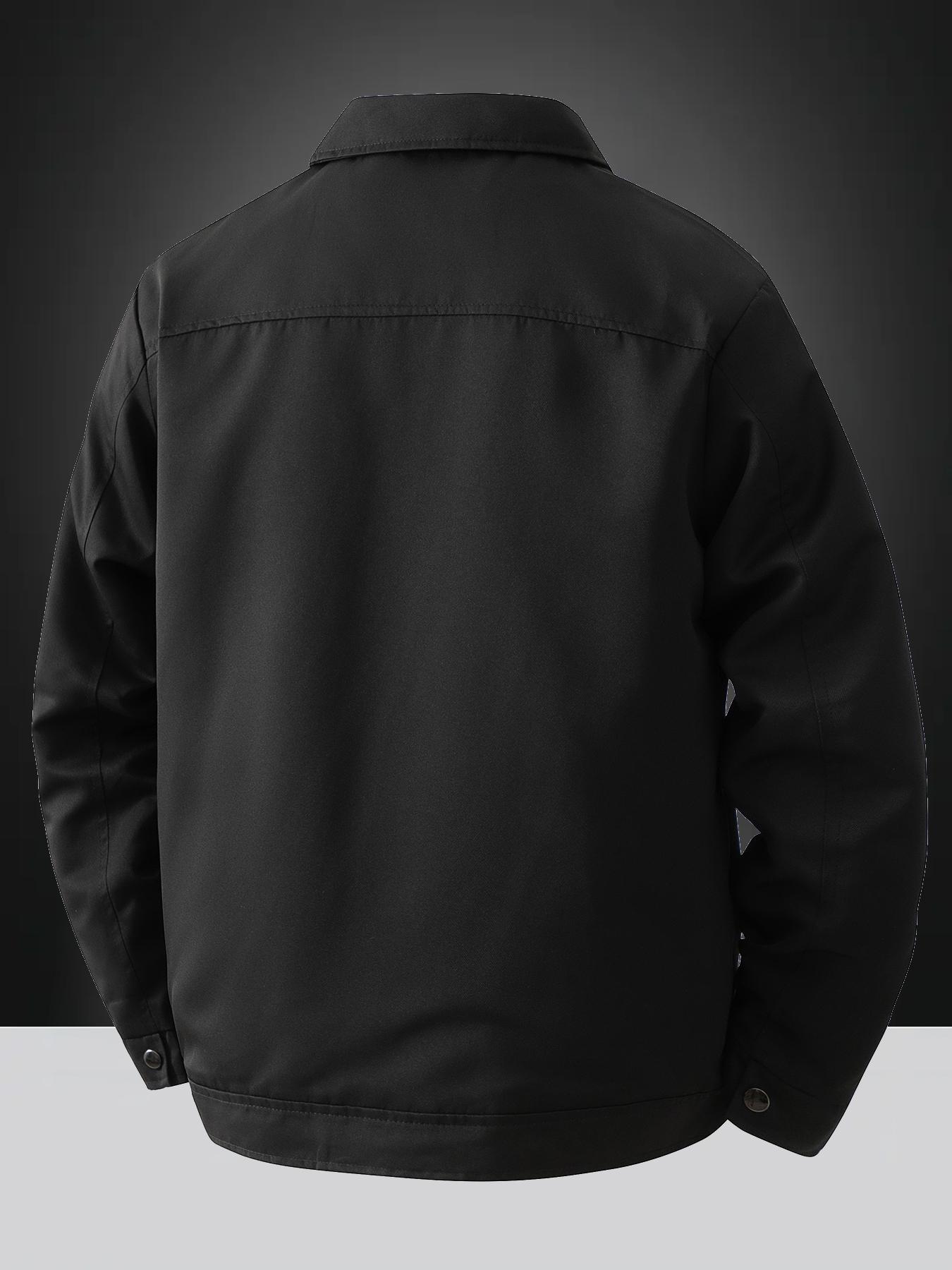 Men's Spring and Autumn Lightweight Casual Jacket - Simple Office Solid Color Light Business Style Collar Jacket, Button Front and Button Closure Design, Machine Washable, Polyester Fiber, Suitable for Daily Leisure, Work and Formal occasions