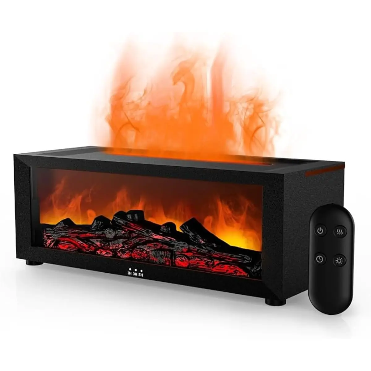 2026 Upgraded Compact 150ml Fireplace Flame Oil Aroma Diffuser - 7 Color Changing Lights, Cool Mist Humidifier, Timer Control, Remote - for Home, Office, Room Deco (Black)