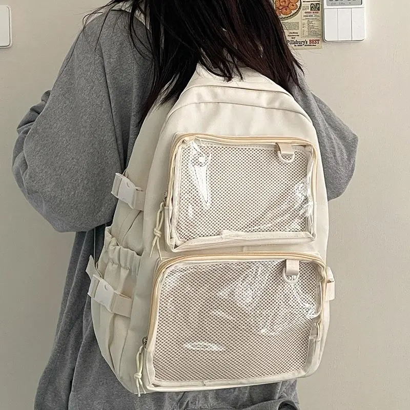 JSERYISGN Kawaii Transparent Ita Backpack – Large Capacity Girls' Con Backpack, Fashion Campus Schoolbag for JK College